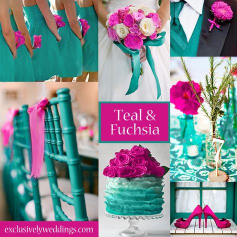 Teal and Fuchsia Wedding Colors - A vibrant palette for spring and summer weddings. #exclusivelyweddings | #weddingcolors Fuchsia Wedding Colors, Signature Cocktails Wedding, Fuchsia Wedding, Boda Mexicana, Teal Wedding, Wedding Theme Colors, Wedding Cocktails, April 20, Wedding Color