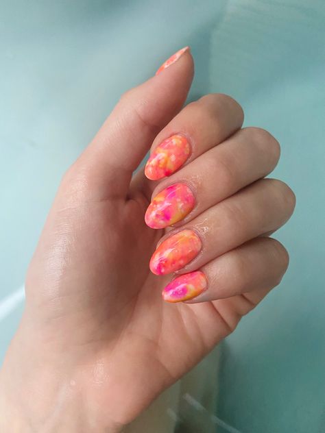 Short Gel Nails Summer Bright Pink, Sherbert Nails, Pink Lemonade Nails, Pink Nails For Summer, Feb Nails, Bright Pink Nails, Nails For Summer, 2023 Nails, Water Color Nails