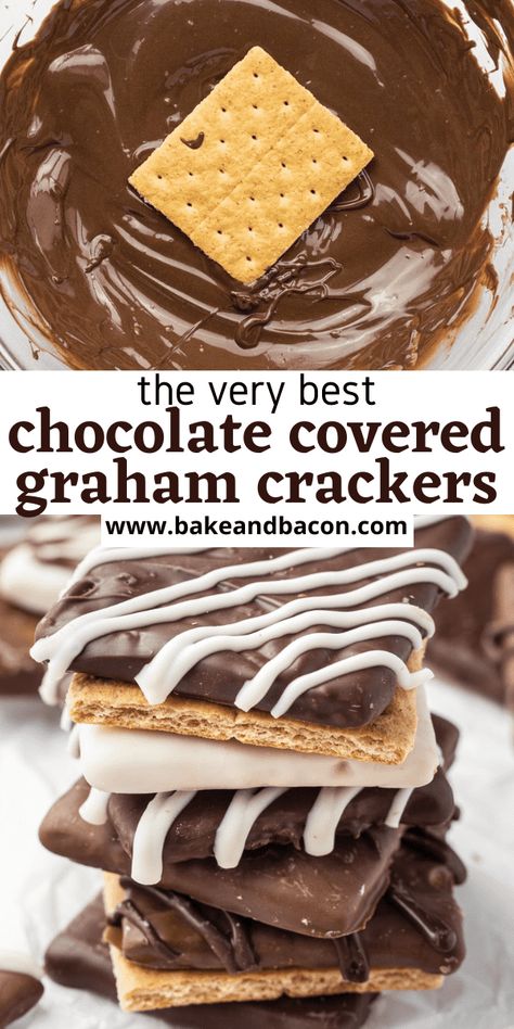 These chocolate-covered graham crackers are such a fun treat. They take 10 minutes to make and you can decorate them for any holiday! Chocolate Covered Gram Crackers, Chocolate Covered Graham Crackers Halloween, Chocolate Dipped Graham Crackers, Chocolate Covered Graham Crackers Recipe, Chocolate Covered Crackers, Chocolate Covered Ritz Crackers, Dipped Graham Crackers, Graham Cracker Treats, Santa Treats