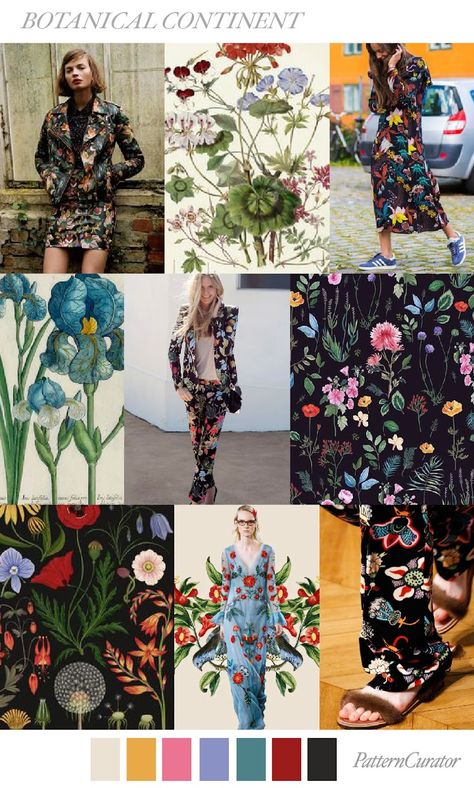 TRENDS // PATTERN CURATOR - BOTANICAL CONTINENT . SS 2018 Mood Boards Color, Pattern Curator, Fashion Trending Moodboard, Fashion Trend Board, Sewing Clothes Women, Color Trends Fashion, Trendy Sewing, Fashion Forecasting, Mood Board Fashion