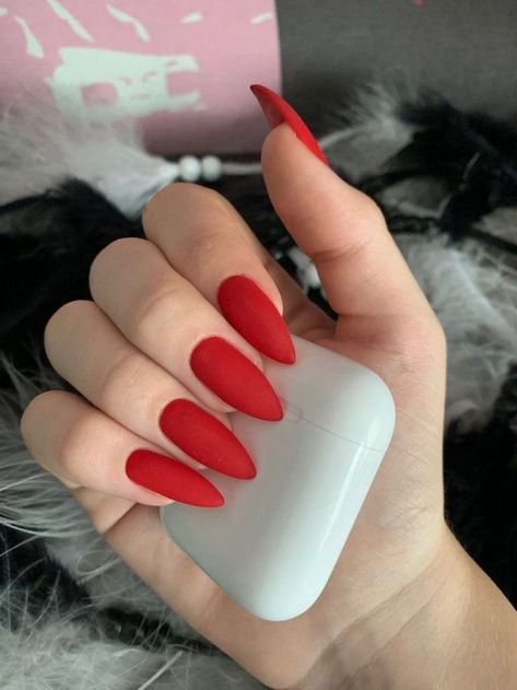 Matte Red Nails, Detailed Nails, Nails Press Ons, Soft Nails, Matte Red, Press Ons, Paris Love, Fire Nails, The Salon