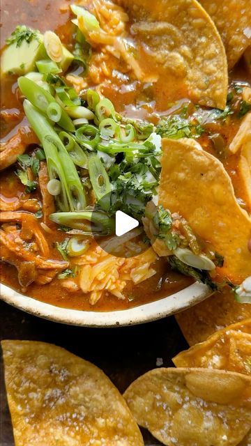 Tieghan Gerard on Instagram: "Easy spicy Poblano Chicken Tortilla Soup. It’s still very much winter and a bowl of tortilla soup is perfect for snowy nights. Just ad salty tortilla chips on top for scooping, so delicious. The toppings are key!

1 tablespoon extra virgin olive oil
1 yellow onion, chopped
3 poblano peppers, seeded and chopped
2 cloves garlic, chopped
1 pound boneless skinless chicken breasts
1 tablespoon spicy taco seasoning
salt and black pepper
3 cups red enchilada sauce
2 cups salsa verde
3-4 cups broth
1/4 cup hot sauce (optional)
4 tablespoons salted butter
1/2 cup fresh cilantro, chopped
yogurt, shredded cheddar, avocado, plus lots of limes and green onions for serving
tortilla chips, for serving

https://www.halfbakedharvest.com/poblano-chicken-tortilla-soup/" Spicy Taco Seasoning, Poblano Chicken, Tieghan Gerard, Half Baked Harvest Recipes, Poblano Peppers, Seasoning Salt, Red Enchilada Sauce, Harvest Recipes, Half Baked