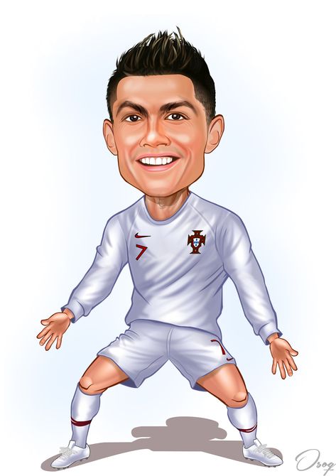 Football Drawing, White Uniform, Cristiano Ronaldo Manchester, Cartoon Artist, Cristiano Ronaldo Wallpapers, Ronaldo Wallpapers, Messi And Ronaldo, Celebrity Caricatures, Cristiano Ronaldo Cr7