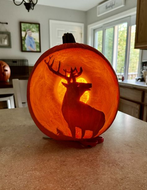 Buck Pumpkin Carving, Elk Pumpkin Carving, Deer Pumpkin Carving Ideas, Country Pumpkin Carving, Pumpkin Carving Halloween, Hunting Theme, Hunting Themes, Pumpkin Carving Contest, Elk Hunting