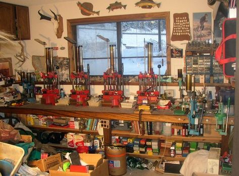 Outdoorsman Office, Shotshell Reloading, Reloading Room, Revolver Holster, Reloading Bench, Workbench Designs, Reloading Supplies, Workbench Plans, Safe Room