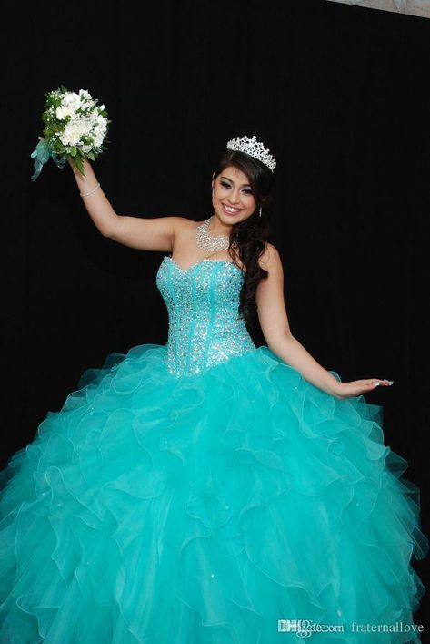 Tiffany Blue Quinceanera, Turquoise Quinceanera Dresses, Blue Quinceanera Dress, Green Ball Gown, Sweet 15 Dresses, Quinceñera Dresses, Quinceanera Dresses Blue, Quince Dress, Quinceanera Dress