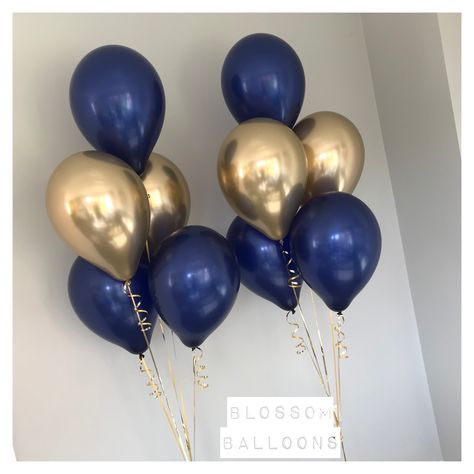 Dark Blue And Gold Balloons, Navy And Gold Balloons, Navy Gold Centerpieces, Blue And Gold Centerpieces For Party, Navy And Gold Party Decor, 40th Birthday Party Table Decorations, 21st Birthday Party Decor, Gold Table Centerpieces, Prom Balloons