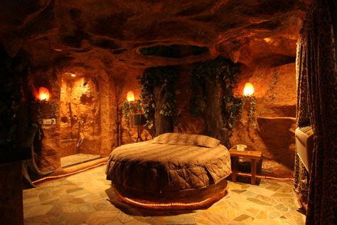 a cave themed home Bedroom Cave, Fantasy Hotel, Themed Hotel Rooms, Cave Bedroom, Space Themed Bedroom, Fantasy Bedroom, Fantasy Rooms, Cave House, Underground Homes