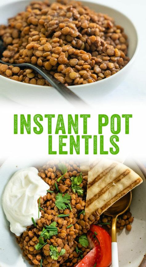 Lentils In Pressure Cooker, Seasoned Lentils, Dinner Lentils, Wfpb Dinner, Instant Pot Lentils, Pressure Cooker Lentils, Lentils Instant Pot, Cooking Green Lentils, Cook Lentils