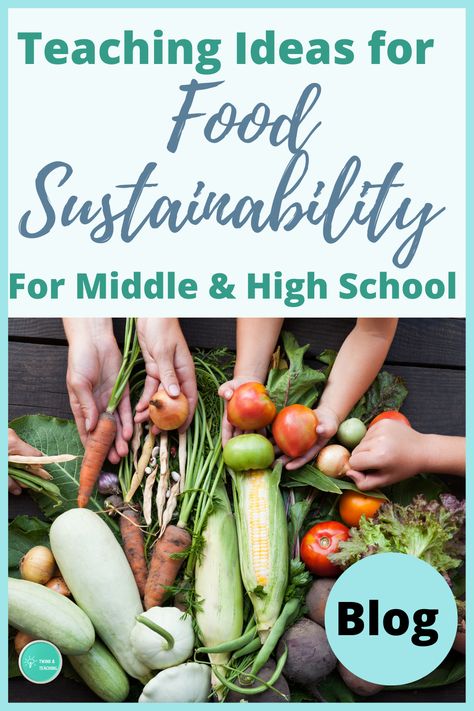 Are you looking for ways to teach food sustainability to your middle school and high school culinary arts, foods, nutrition, health, career and tech classes? This teaching foods blog post is all about food sustainability activities you can do with your students to help them understand the concept. Ideas such as food sustainability videos, food sustainability downloads and more. Sustainability Lessons, Sustainability Activities, Food Sustainability, Food Lessons, Farm Lessons, Lesson Plan Ideas, High School Project, School Nutrition, Nutrition Activities