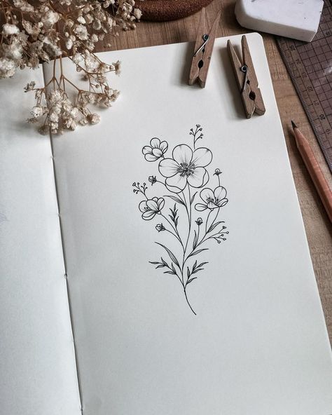 #flowerinspiration • B for Buttercup, which means cheerfulness! 💛 I hope the new year is treating you well. What have you been up to?… | Instagram How To Draw Buttercup, Buttercup Tattoo Design, Butter Cup Flower Tattoos, Butter Cup Tattoo, Buttercup Flower Tattoo, Buttercups Flower, Hunger Games Tattoo, Buttercup Tattoo, Games Tattoo