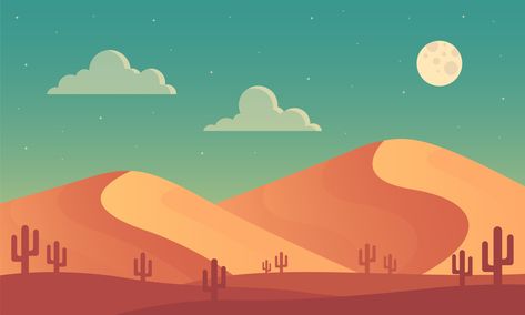 Here's my new landscape illustration "Desert Night Landscape View Illustration" created with Adobe Illustrator CC. Hope you guys like it 😉 Watch Illustration creation process video tutorial https://youtu.be/qiQ5VbhsuRM #illustration #adobeilluatratorcc #landscape #scenery #2021 Adobe Illustrator Scenery, Desert Vector Illustration, Adobe Illustrator Landscape, Desert Illustration Minimal, Illustration Tutorial Adobe Illustrator, Simple Landscape Art, Vector Landscape Illustration, Landscape Graphic Design, Watch Illustration