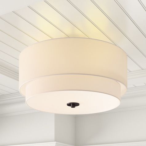 Three Posts™ Amia Fabric Semi Flush Mount & Reviews | Wayfair Hallway Light, North Conway, Low Ceilings, Bedroom Light, Wagon Wheel Chandelier, Powder Rooms, Semi Flush Mount Lighting, Bedroom Refresh, Candle Styling