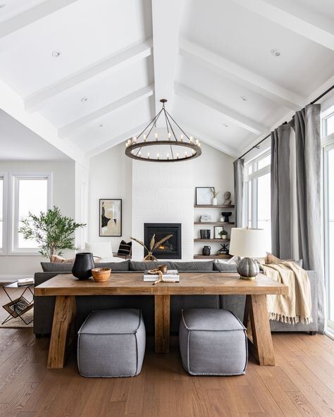 West Of Main, Vaulted Ceiling Living Room, Pitched Ceiling, Living Room Ceiling, Rustic Living Room, A Living Room, Farmhouse Living, Vaulted Ceiling, Living Room Inspiration