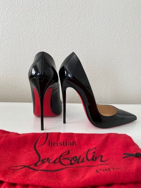 Black Christian Louboutin Heels, Louboutin Heels Aesthetic, Christian Louboutin Aesthetic, Loubiton Heels, Black Heels Classy, Black Stilletos, Black Louboutin Heels, Louboutin Heels Black, So Kate Louboutin