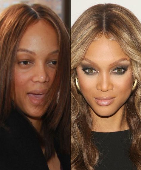 Tyra Banks, Celebs Without Makeup (You Know You Can't Resist) - (Page 9) Celebrity Makeup Transformation, Kosmetyki Mary Kay, Celebs Without Makeup, Estelle Lefébure, Makeup Before And After, Formal Makeup, Everyday Makeup Routine, Tyra Banks, Natalia Vodianova