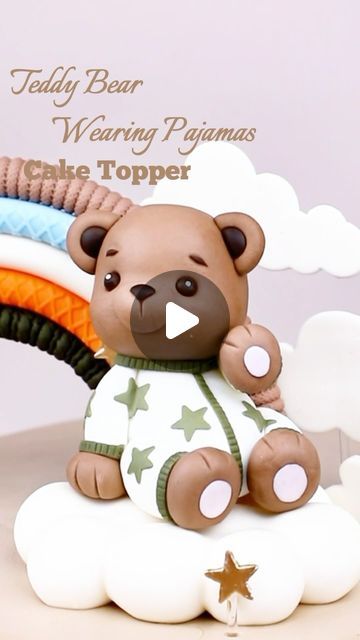 shaniabelle fondant on Instagram: "🌟🧸🤗Make a fondant bear wearing pajamas, fondant cake topper tutorial @shaniabelle_cake   Wondering how it would turn out? Follow me for next stunning cake design🙌☺️  Fondant and molds: shop link in my bio  #teddybear #cakedecorator #cakedecorations #caketopper #tutorial#cakehack #cutecake #fondant #shaniabellefondant #fondantcake#cakeidea#foodphotography #foodphotographyandstyling #reelsinstagram #foodgasm #tasty #dessert #video #inspiration #instagood #reels #cakeart #sugarart #cakeideas #LoveCelebration #beautifulmoments" Fondant Animals Tutorial, Fondant Bear, Fondant Cake Topper, Tasty Dessert, Fondant Animals, Cake Topper Tutorial, Video Inspiration, Modeling Chocolate, Fimo Clay