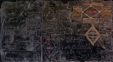 Large scale photographs of blackboards from the great quantum mechanics institutions of the world, an ongoing project by Alejandro Guijarro Physics Lab, Rudolf Steiner, Physicists, Quantum Mechanics, Spanish Artists, Quantum Physics, Pacific Rim, Interstellar, Equations