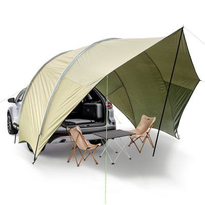 Our Canopy are not SUV tents per se, but they are a good additional piece of kit to use as an SUV tent or, if you are summer camping somewhere without a lot of bugs, good enough to keep you dry and protected without needing an additional tent. | Poloma Auto Canopy Camper Trailer Sun Shade for Camping Car Awning Sun Shelter Portable Waterproof 78.7 x 161.4 x 118.1 in | DLOM1053_88677331 | Wayfair Canada Car Tents For Camping, Tab Trailer, Outdoor Bike Storage, Suv Tent, Camping Canopy, Minivan Camping, Car Awnings, Suv Camping, Camping For Beginners