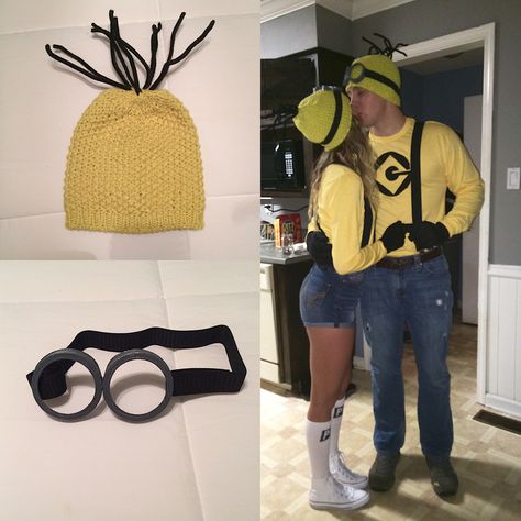 Minions couple❥ #halloween #minion #costume #costumeideas (original photo: @crazybaybay) Minions Couple Costume, Minion Couple Costume, Minion Costumes Women's, Girl Minion Costume, Halloween Minion, Diy Costumes Men, Homemade Minion Costumes, Minion Outfit, My Life Partner