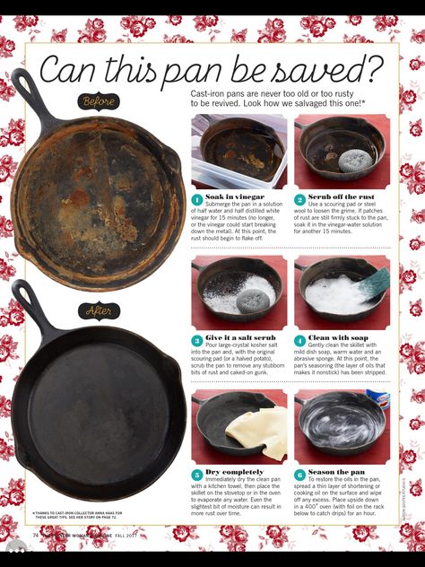 Cleaning Cast Iron Pans, Cleaning Cast Iron Skillet, Cast Iron Skillet Cooking, Cast Iron Care, Cast Iron Cleaning, Iron Skillet Recipes, Cast Iron Skillet Recipes, Cast Iron Recipes, Astuces Diy