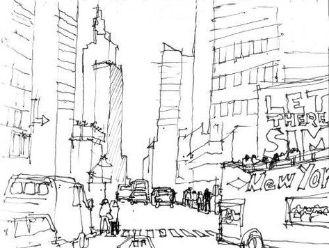 Technique du croquis rapide à New -York ! Train Drawing, Quick Sketch, Urban Sketching, Big Apple, Times Square, Bucket List, Sketch Book, Sketch, Illustrations