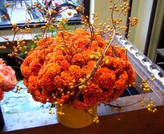 Orange Jewelweed, Cockscomb Arrangement, Crocosmia Orange, Cosmos Sulphureus Orange, Orange Mokara Orchids, Flowers Petals, Celebrate Good Times, Orange Wedding, Green Decor