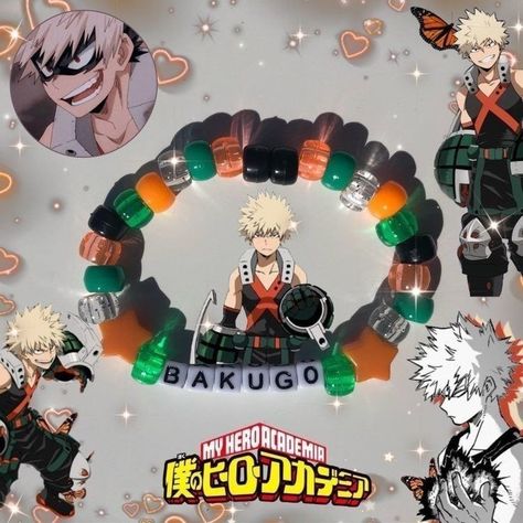 Anime Bracelet, Bakugo Deku, Diy Kandi Bracelets, Pony Bead Bracelets, Diy Kandi, Kandi Kid, Anime Jewelry, Kandi Patterns, Katsuki Bakugo