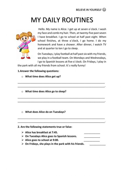 Daily Routine Worksheet For Kindergarten, Daily Routine Words In English, My Daily Routine Essay, Esl Daily Routine Worksheets, English Classes For Kids, Daily Routine Worksheet, Daily 5 Reading, Work Sheet, Work Routine