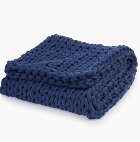 Weighted Blanket Benefits, Making A Weighted Blanket, Blue Blankets, Best Weighted Blanket, Blue Throw Blanket, Heavy Blanket, Ribbon Wrap, Chunky Knit Blanket, Soft Throw Blanket