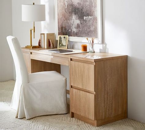 Pacific Desk | Pottery Barn 2 Shelf Bookcase, Beadboard Paneling, Upholstered Desk Chair, File Cabinet Desk, Computer Desks, Swivel Chair Desk, Desks For Small Spaces, Small Entryways, Writing Desks