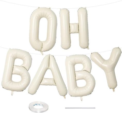 Amazon.com: 40 Inch Beige OH BABY Balloon for Baby Shower, Large Cream White Oh Baby Balloons Letters with Ribbon, Neutral Ivory Alphabet Oh Baby Balloon Banner Sign for Gender Reveal Backdrop Party Decorations : Toys & Games Baby Ballons, Baby Shower Ballons, Gender Reveal Backdrop, Baby Balloons, Baby Brunch, Beige Baby, Baby Balloon, Gender Reveal Party Decorations, Balloon Ribbon