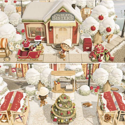 We love winter, and we especially LOVE the Able Sisters. So if you want to spice up your Able Sisters building with some winter festivities then this design is perfect for your Animal Crossing island Shop Ideas Design, The Able Sisters, Able Sisters, Festivus For The Rest Of Us, Path Design, Love Winter, Sister Christmas, Wood Images, New Animal Crossing