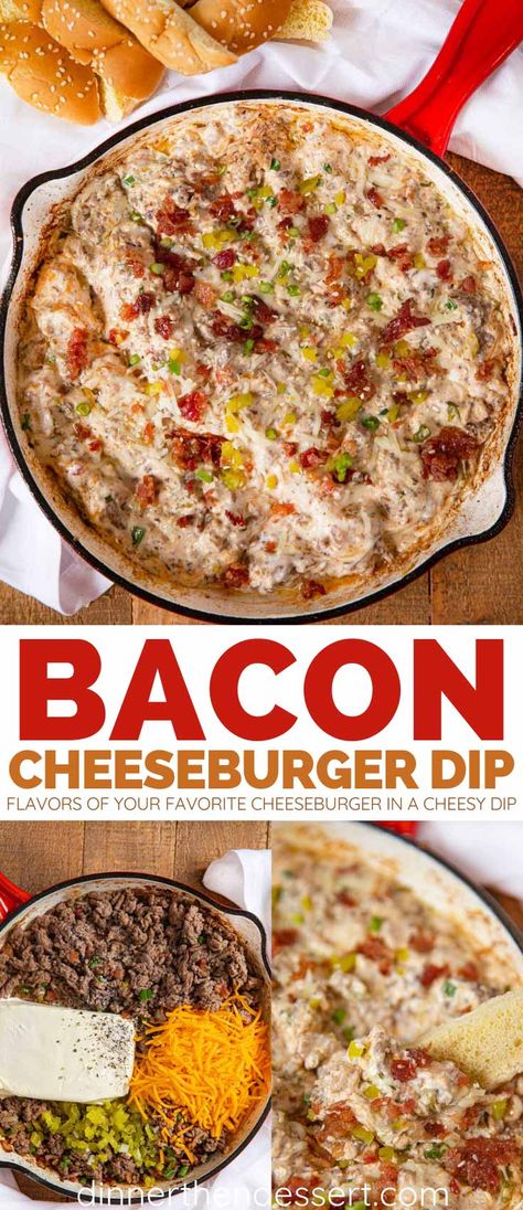 Bacon Cheeseburger Dip, Cheeseburger Wraps, Cheeseburger Dip, Bacon Cheeseburger Soup, Cheeseburger Pie, Beef Dip, Cheese Burger Soup Recipes, Dinner Then Dessert, Crispy French Fries