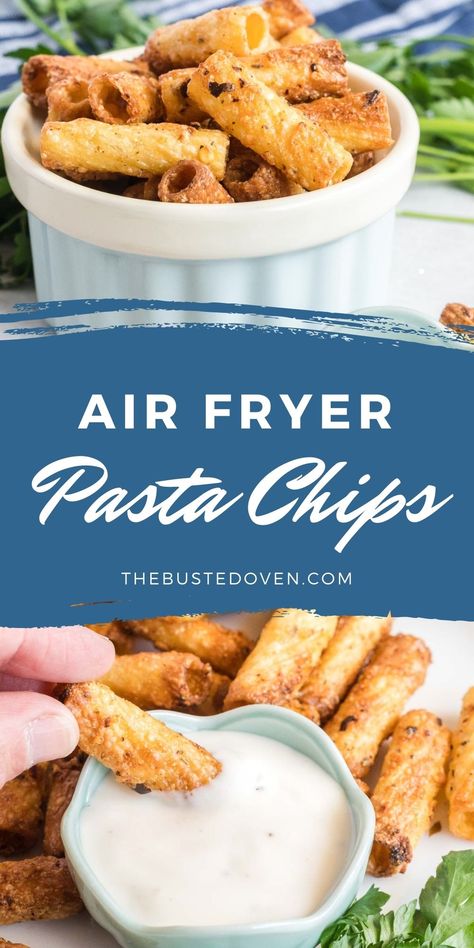 Noodle Chips In Air Fryer, Air Fried Noodles, Air Fryer Noodle Chips, Air Fry Pasta Chips, Air Fried Pasta Chips, Air Fry Pasta, Purple Appetizers, Pasta Crisps, Air Fried Pasta