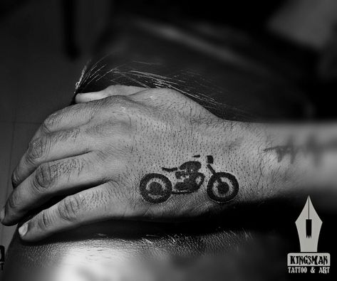 Royal Enfield Tattoo For Men, Bike Tattoos For Men, Tiny Motorcycle Tattoo, Royal Enfield Tattoo, Moto Tattoo, Tattoo Motorcycle, Types Of Tattoos, Surat City, Tattoos Sketches