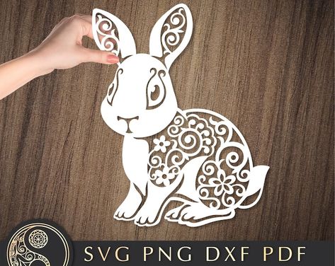 Bunny Mandala, Bunny Outline, Steampunk Artwork, Laser Cut Paper, Easter Cards Handmade, Silhouette Christmas, Bunny Svg, Vinyl Paper, Cut Paper