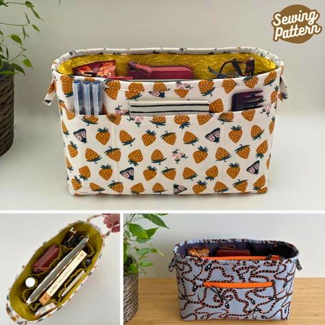 Home of DIY Purse Organizer Pattern, Tote Insert, Multi Pocket Bag, Craft Organizer, Purse Insert, Diy Bag Designs, Bag Pattern Free, How To Make Purses, Modern Bag