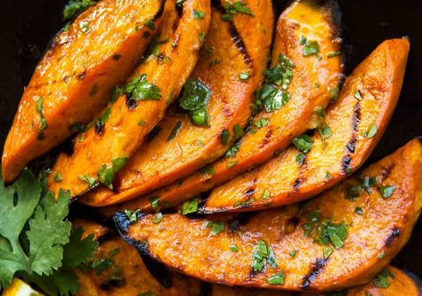 Grilled Sweet Potatoes, Cilantro Lime Dressing, Grilled Potatoes, Grilled Veggies, Potato Wedges, Summer Grilling, Simply Recipes, Flank Steak, Food Blogs