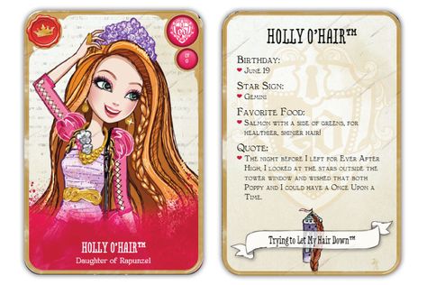 Holly O'Hair Card Ever After High Names, Holly O Hair, Ashlynn Ella, Ever After Dolls, Lizzie Hearts, High Characters, Raven Queen, Look At The Stars, Ever After High