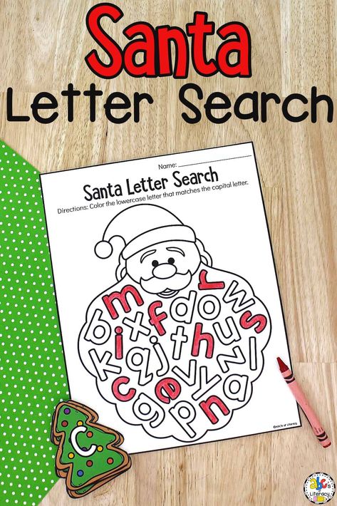 With this free printable Santa Letter Search Activity, your preschoolers can work on letter recognition and much more. Christmas Literacy Activities, Christmas Literacy, December Kindergarten, Christmas Learning, Preschool Christmas Activities, Letter Recognition Activities, Christmas Units, Christmas Lesson, December Activities