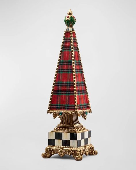 HFTPH MacKenzie-Childs Tartastic Dynasty Tabletop Tree Christmas Decor Mackenzie Childs Christmas, Mackenzie Childs Inspired, Courtly Check, Tabletop Christmas Tree, Flower Bucket, Tree Shop, Tartan Fabric, Mackenzie Childs, Metal Flowers