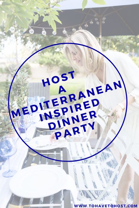 Learn how to host a Mediterranean-Inspired dinner party with ocean blues and natural tones. string lights, theme dinner party, party theme, outdoor dining, outdoor party, summer party theme, summer party ideas, how-to, diy, entertaining at home Mediterranean Outdoor Dinner Party, Mediterranean Party Ideas, Mediterranean Party Decor Ideas, Greek Dinner Party Decorations, Mediterranean Birthday Party Theme, Mediterranean Party Theme, Greek Party Ideas, Mediterranean Theme Party, Mediterranean Party Decor