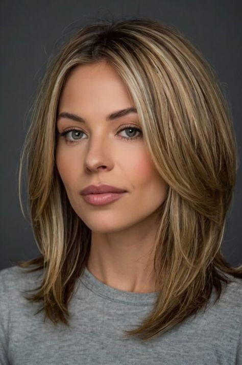 image 35 Long Bangs Medium Hair Shoulder Length, Straight Fine Hairstyles Medium, Hair Styles For Medium To Long Hair, Haircuts Medium Hair Layers, Hairstyles For Thinning Hair For Women, Medium Length Hair With Face Framing, Hilary Duff Hairstyles, Medium Hair Volume, Hairstyles For Thinning Hair On Top