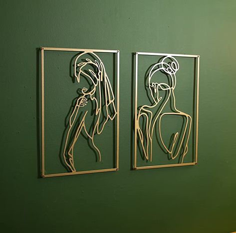 Feminine Bedroom Wall Art, Wall Art Nude, Minimalistic Metal Wall Art, 3 Piece Wall Decor, Masculine And Feminine Bedroom, Nude Living Room Ideas, Masculine Apartment Decor, Nude Decor, Unique Wall Decor Ideas