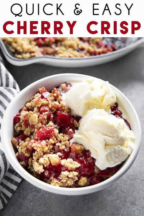 Easy Cherry Crisp, Canned Pie Filling, Cherry Crisp Recipe, Cherry Pie Filling Recipes, Crisp Desserts, Cherry Crisp, Canning Cherry Pie Filling, Pie Filling Recipes, Canned Cherries