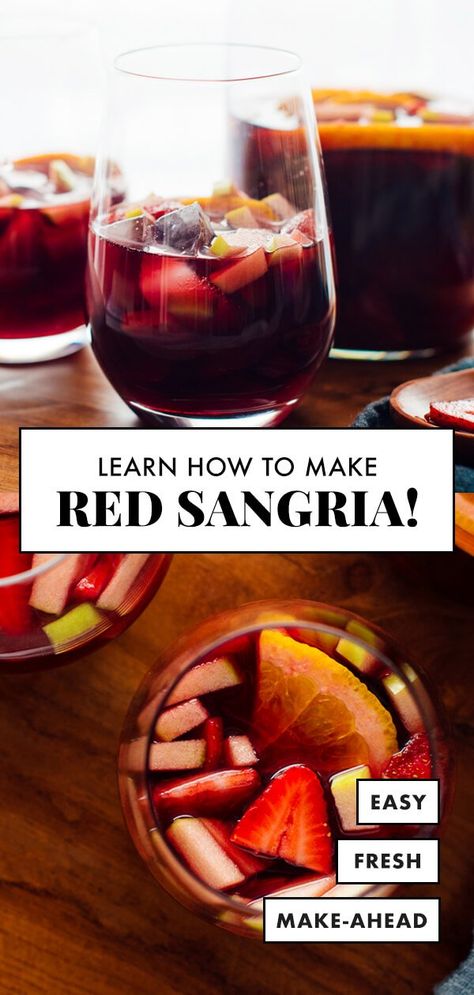 Best Wine For Sangria, Best Sangria, Easy Sangria, Best Sangria Recipe, Red Sangria Recipes, Easy Sangria Recipes, How To Make Sangria, Sangria Ingredients, Holiday Sangria