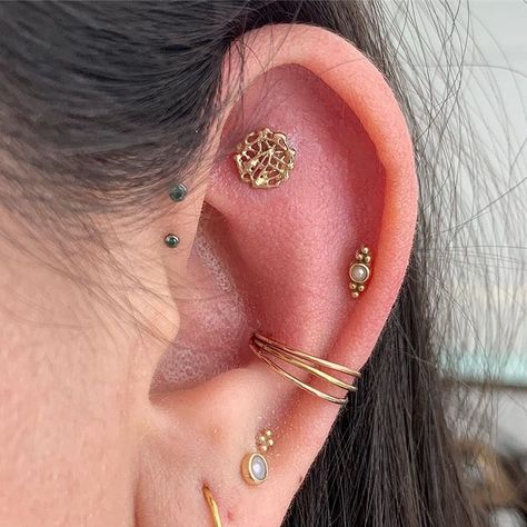 Triple Conch Piercing, Cool Ear Piercings, Piercings Unique, Conch Piercing, Body Mods, Conch, Piercing Jewelry, Tattoos And Piercings, Earings Piercings