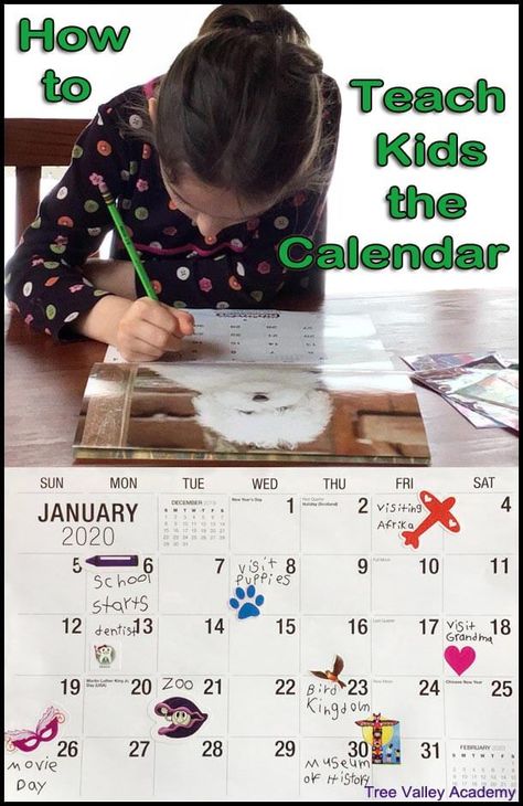 How to teach calendar skills to kids and help children learn how to read a calendar.  Includes a lesson plan for teaching kids calendar skills and tips on doing daily calendar time. #math #calendar #homeschooling #treevalleyacademy 4th Grade Spelling, Calendar Skills, Grade Spelling, Calendar Time, How To Teach Kids, Math Measurement, Homeschool Elementary, School Calendar, Homeschool Schedule