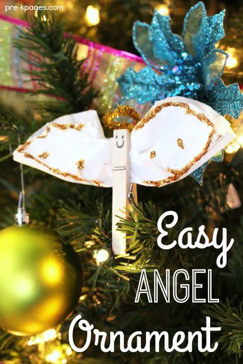 Stick Christmas Tree, Christmas Clothespins, Ornament Craft, Christmas Angel Ornaments, Angel Crafts, Christmas Tree Cards, Preschool Christmas, Easy Christmas Crafts, Kids Ornaments